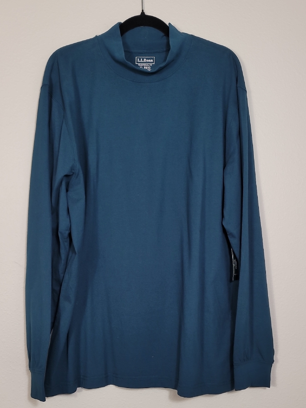 NWT LL Bean Mens Mock Neck Shirt Size XL Blue Traditional Fit Long Sleeve